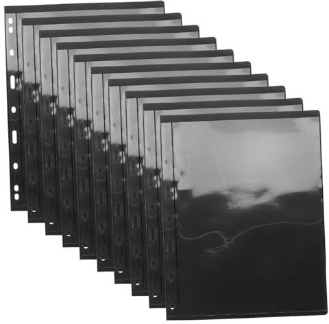 LOORGVEL Pagine Porta Francobolli 10 Pezzi 9 Fori Fogli per Collezioni di Francobolli in Plastica Nera per Collezione Protetta e Ordinata