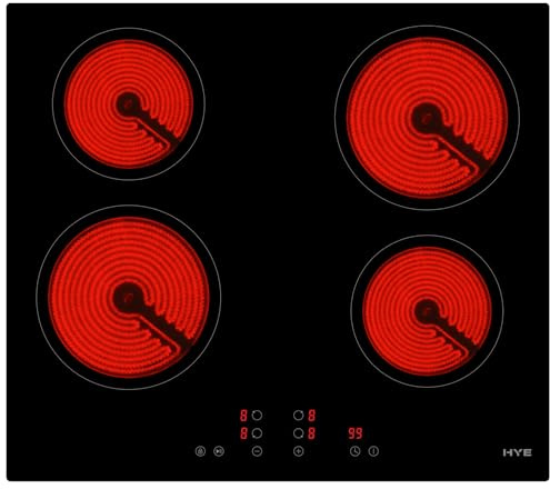 Built-In 4 Zone Electric Hob - Ceramic Hob with Black Glass - Touch Control electric hobs with Timer, Child Lock, Stop & Go - Easy Clean Cooktops, Compatible with Single Oven Built In - C01CH60E28