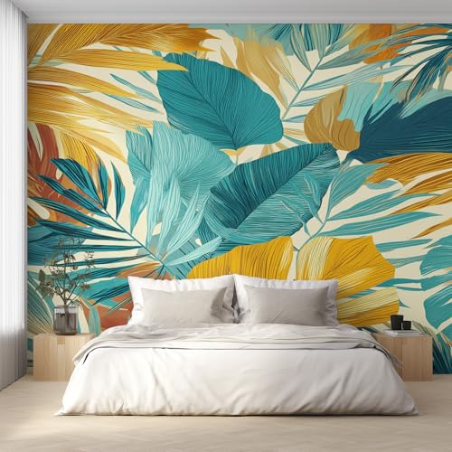 Monstera Wallpaper for Living Room, Tropical Plant Leaf Wall Mural for Bedroom 250x175 cm, Non-Woven Photo Wallpaper, Home Decor D&O103
