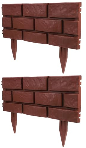 Abaodam Bordatura per Staccionata da Giardino in Plastica Effetto Pietra Set 2 Pannelli Resistenti alle Intemperie per Aiuole e Prato Esterno Recinzione Decorativa per Bordatura
