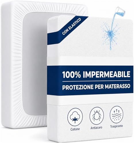 Coprimaterasso Matrimoniale Impermeabile con Angoli Elasticizzati, Antiacaro, Proteggi Materasso, Traspirante, Lavabile, Silenzioso, Antiacaro (Matrimoniale 170x200 cm)
