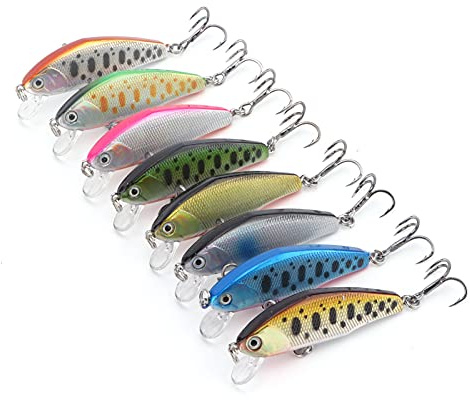Señuelo de Pesca Artificial de Lanzamiento Largo, hundimiento, Cebo Duro SwimBait para lubina y Trucha, wobbler equilibrado centralmente con anzuelos de Acero Inoxidable y Ojos en
