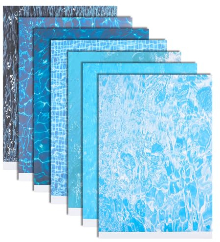 GOMAKERER 14 Sheets 7 Styles Dollhouse Wallpapers, Water Ripple Self Adhesive Dollhouse Wallpaper Flooring PVC Waterproof Mini Stickers Mini Dollhouse Accessories for DIY Crafting House Models