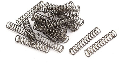 sourcingmap Druckfeder, 304 Edelstahl, 6 mm Außendurchmesser, 0,6 mm Drahtgröße, 30 mm freie Länge, silberfarben, 20 Stück