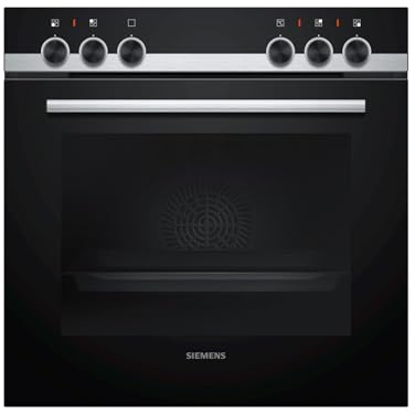 Siemens iQ100 Einbauherd 60 x 60 cm Edelstahl 3D Heißluft HE510ABS2 | Schnellaufheizung, Nur Drehknebel, 3D (gleichzeitiges Backen auf bis zu drei Ebenen), 71 l Nutzinhalt