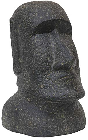 STONE art & more Moai Osterinsel Kopf Statue 30cm Steinfigur Steinguss frostfest Garten Deko Figur schwarz antik