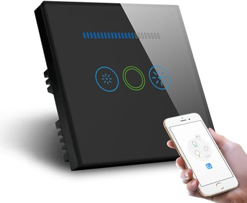UK WIFI LED Dimmer Switch Smart Touch Dimmer Switch WIFI Control Crystal Glass Panel (Black)
