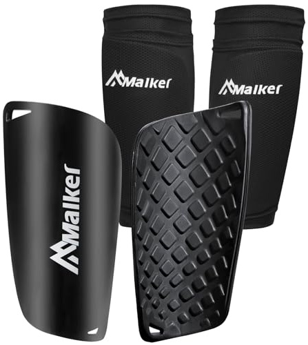 Malker Soccer Shin Guards for Kids Youth Adults Shin Guards Pads with Lower Leg Sleeves, Lightweight and Compact, Protective Soccer Equipment (Black S)
