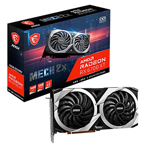 MSI Gaming Radeon RX 6700 XT 192-bit 12GB GDDR6 DP/HDMI Dual Torx 3.0 Fans FreeSync DirectX 12 VR Ready OC Graphics Card (MECH 2X 12G OC)