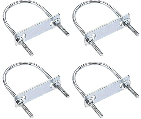sourcing map 4 Satz Runde U-Bolzen U Bügelschrauben Bügelbolzen Stahl M6 mit Mutter Platte Scheiben 60mm Innen 110mm Lang
