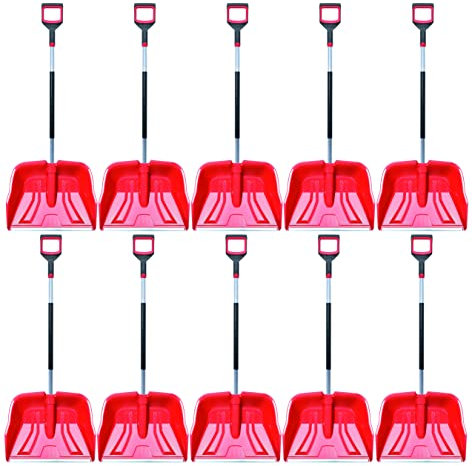 Lot de 10 pelles à neige avec poignée ergonomique - Pelle à neige pour petites et grandes quantités de neige - Lame en plastique et manche en aluminium