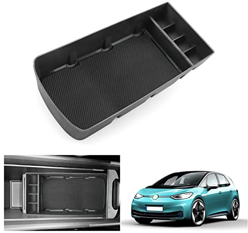 GAFAT Kompatibel mit VW ID.3 Facelift/Cupra Born 2020-2024 2025 Mittelkonsole Aufbewahrungsbox, Neu ID.3 2024 Born 2024 Armlehne Organizer Tray, Mittelarmlehne Handschuhfach, ID.3 Zubehör (Schwarz)
