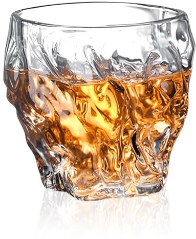 Buachois Whiskey Glass, 50ml Bark Glass Transparent Large Capacity Crystal High Borosilicate Glass for Men & Women Personalised Whisky Glass Classic Whiskey Tumblers for Cocktails
