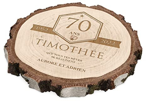 Maverton Rondin de Bois personnalisé, pour Homme, pour Anniversaire | Pour Lui, Papa/Papy, Deco, Souvenir, sous-Verre en Bois Naturel, Anniv
