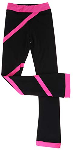 NISMIA Frauen Eiskunstlauf Crystal Damen Eiskunstlauf Hose, Eislaufen Sporthose Trainingshose, Fleece Spirale Gestreift Gamaschen Wasserdicht Eislaufbekleidung (Color : C, Size : 170cm)