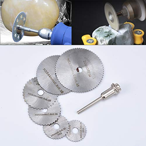 7PCS HSS Circular Saw Blade Set for Cutting Wood, PVC Pipe, Soft Metal, Plastic, Aluminum, Glass Steel, Copper, Thin Sheet Metal(6 HHS Saw Blade + 1 Extension Rod）
