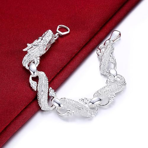 JIJIBA Clásico dragón Grande 925 Plata de Ley Pulseras para Hombre Mujer Fiesta de Boda Regalos Moda Lujo Joyería