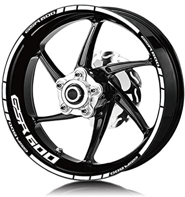 HIMNIL wasserdichte Rad-Aufkleber Für Motorradreifen, Reflektierende Streifen, Moto-Aufkleber Für Suzuki GSR600 GSR 600 Felgenaufkleber (Color : Bianco)