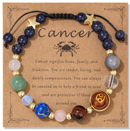 Vinswet Zodiac Bracelets for Women Men,12 Constellations Healing Crystal Protection Stone Beads Bracelet Birthday Zodiac Gifts Horoscope Spiritual Jewelry Bracelet Gifts
