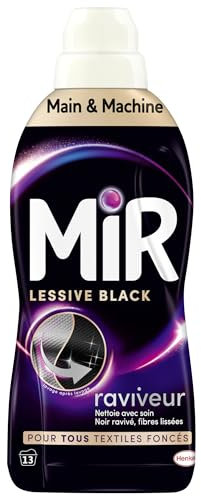 Mir - Lessive Liquide - Lessive Black - Main & Machine - Raviveur - Formule Unique 3en1 - Couleurs - Fibres - Fraîcheur - Nettoie avec Soin - Anti-Bouloche - Pour tous les Textiles Foncés - 13 Lavages