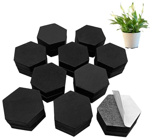 EUPSIIU 20 Pièces Pied Pot de Fleur Invisible Auto-adhésif Hexagonaux Pied Pot pour Jardin Pot de Plantes, Antiderapant Eva Pied Pot de Patin pour Surélever Les Plantes Intérieur Extérieur