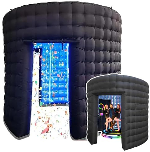 XNYXLPP Enceinte de Cabine Photo 360° – 3 m de Largeur, Fond Mural Gonflable pour Cabine Photo – 3 Portes, Toile de Fond intérieure avec lumière LED RVB
