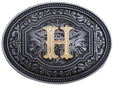 Btilasif Western-Cowboy-Gürtelschnalle für Männer und Frauen, Anfangsbuchstaben A-Z, Cowgirl-Gürtelschnalle, Halloween, Party-Zubehör, Geschenke, h, Standard