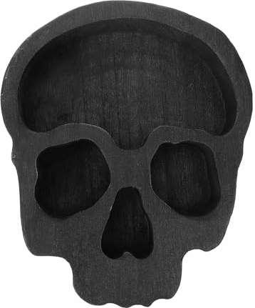 Alipis Halloween Skull Bowl Wooden Serving Plate Skull Head Snack Tray Wooden Decor Plate