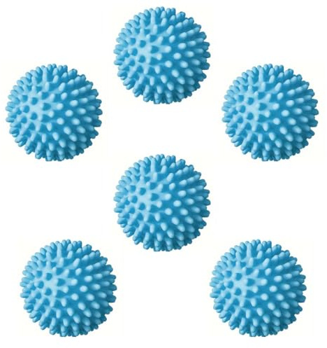 Reusable Laundry Dryer Balls, Sky Blue Plastic Anti-Static Fabric Softener, Reduces Wrinkles, Sustainable Cleaning Supplies, Essential Washing & Drying Aid for Soft, 6 Pack