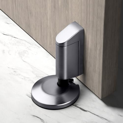 Skeadex Türstopper Magnetisch, Türstopper Magnetisch Boden Ohne Bohren, Selbstklebend Schwer Türhalter, Teleskopisch Verstellbarer Geräuschloser Türstopper Boden, Geeignet für 5–25 mm (Silbergrau)