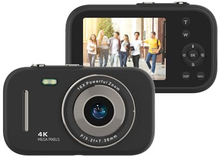 Andoer 4K Digital Camera Camcorder 48MP Digital Video Camera 2.4 Inch Screen 16X Digital Zoom Anti-shake Face Detection Beauty Effect Motion detection Built-in Flash Battery (Light Black)