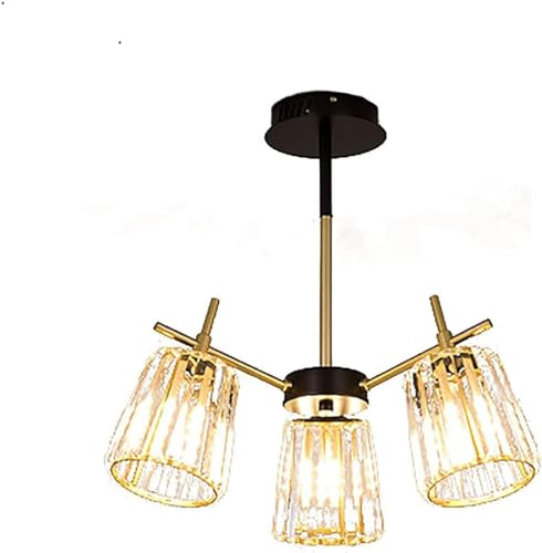 Lampadario E27 Paralume in Vetro di Cristallo, Soggiorno, Ristorante, Camera da Letto, Luce a Sospensione, lampade, Oro,per l'arredamento della casa
