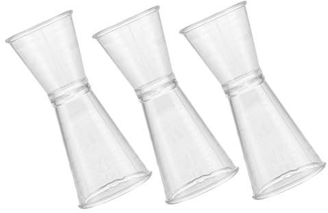 Mikinona Taza Medidora De Doble Cara Grande De Plástico Transparente, Medidor De Cóctel y Vino, Accesorio Para Bartender, Uso Bar y Fiesta, Juego De 3 Piezas