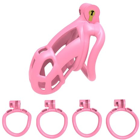 Sissy Chastity Cage Uomo Pink Cintura Di Castità Maschile Cock Cage Erotitici Sexy Per Coppie (Bend Ring,Small)