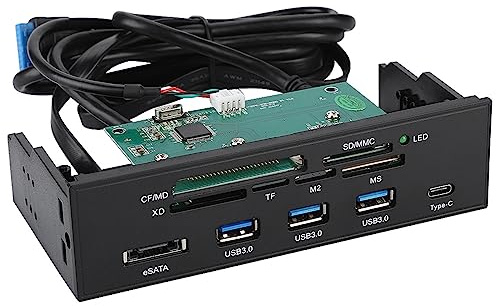 Lettore di schede interno, pannello frontale multifunzione da 5,25 pollici con porta USB 3.0, ESATA e USB 3.1 per M2, MSO, memoria, MS, XD, supporto scheda CF 64G