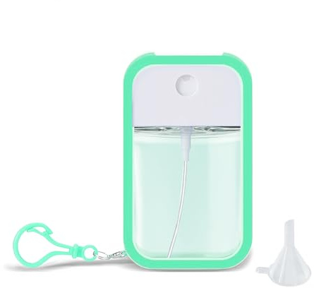 Mini flacone spray ricaricabile per profumo, 50 ml, con custodia in silicone e portachiavi + imbuto, set di atomizzatore da viaggio portatile per donne, borse, articoli essenziali da viaggio