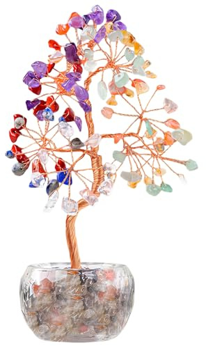 Yabound Chakra Crystal Tree, Handmade Crystals Healing Gemstone Money Tree, Crystal Tree of Life for Positive Energy, Good Luck, Office Decor, Gifts for Women Men Birthday