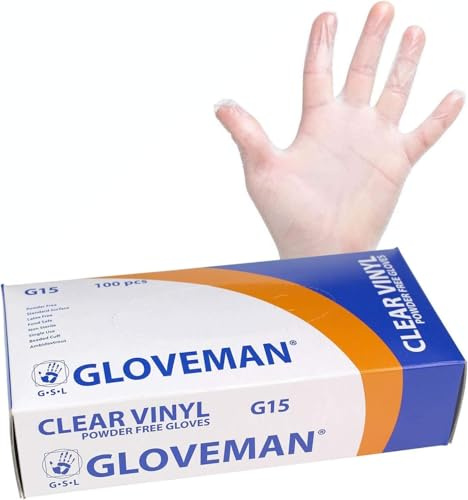FNKISH Vinyl Gloves - Powder Free, Non Latex and Clear, Size Medium - New- Case Deal Gloveman Clear Vinyl Gloves Pack of 100 (Large)