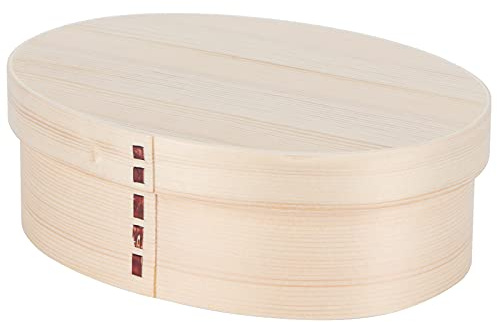 WPKD BLUEIY Caja bento de madera, 17,5 x 13,5 cm, portátil, para estudiantes y trabajadores, contenedor de alimentos para sushi, color madera, contenedor de almuerzo, diseño