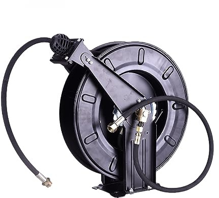 High Pressure Hose Reel - Durable Coiled Steel Hose for Car Wash and Yard Cleaning, 10m Length, Automatic Retractable Water Drum Cleaner