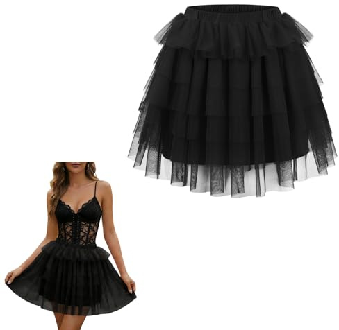 Tüllrock Damen Rock Tütü Karneval Kostüm Petticoat Tutu Klassisch Multi-Schichten Tüllrock Vintage Puffy Röcke Kurz Ballett Ballettkleidung