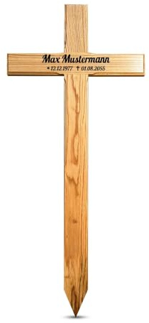 LIGNORIA Grabkreuz groß 155 cm, personalisiert, wetterfest, Holz | Original Friedhofsgröße, handgefertigt in Deutschland, hochwertig für Grab und Gedenkstätte, langlebig