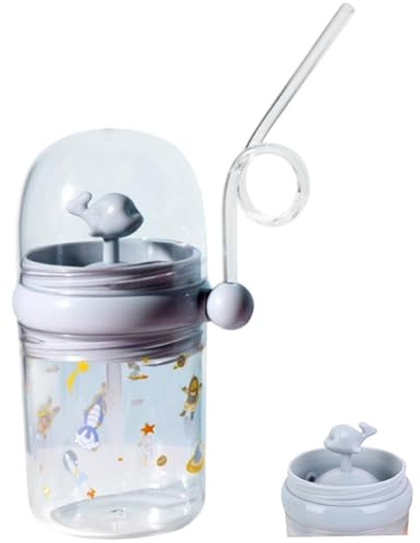 Monetais Wal-Schnabelbecher, 260 ml, süßer Wal-Brunnenbecher, auslaufsichere, wiederverwendbare Wasserflasche mit Strohhalm für Party, Schule, Strand, blauer Becher