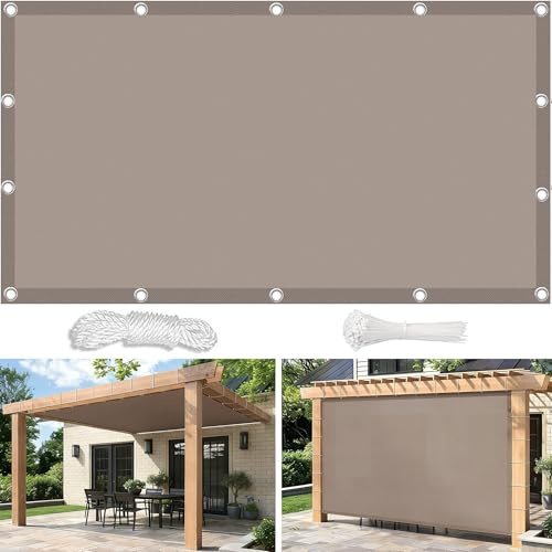 Vela Ombreggiante Rettangolare 1.5x2M Tenda da Sole per Esterno Vele Ombreggianti Impermeabile Telo Parasole con Fune Occhiellato Protezione UV Tenda Vela per Giardino Balcone Terrazza Cachi