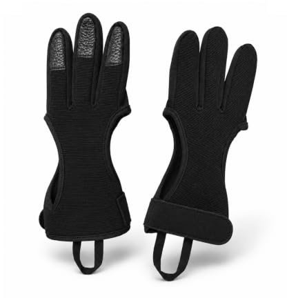 LUFFLOK 2 Pezzi Tir Tiro Guanti Gloves, Guanti Tiro con l’Arco, Archery Glove Protettivi con Dita Rinforzate, Guard Glove Regolabile per Arco Adulto, Accessori Caccia e Allenamento (Nero)