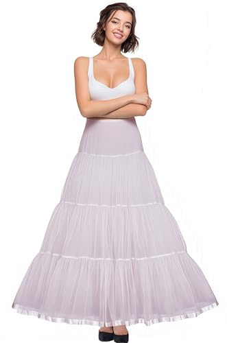 SHIMALY Femmes Longueur étage mariage Petticoat longue Jupon pour robe formelle (SM, Ivoire)