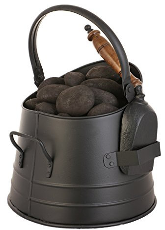Dibor Black Coal Scuttle Bucket Indoor Fireside Fuel Store with Shovel