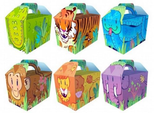 MustBeBonkers 250 x Kids Meal Party Boxes Cardboard Lunch Food Takeaway Box - Choose your Theme (Jungle)