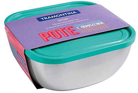 Tramontina Contenitore salvafreschezza con coperchio, in acciaio inox, 22,8 x 22,8 cm, 4 l, lavabile in lavastoviglie