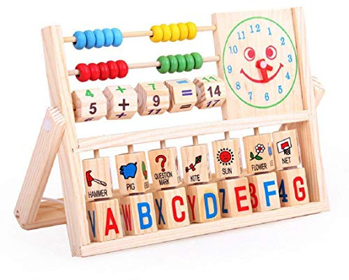 OFKPO Holz Abakus Spielzeug,Kinder Lernen Spielzeug mit großer Uhr,Abakus und Spiel